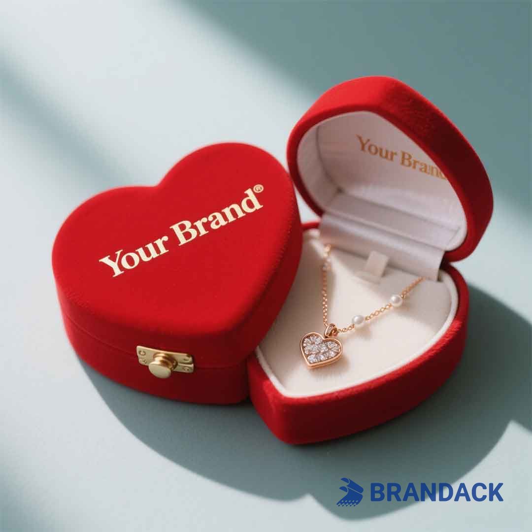 Custom Luxury Heart Shape Jewelry Boxes with Logo by Unique Design