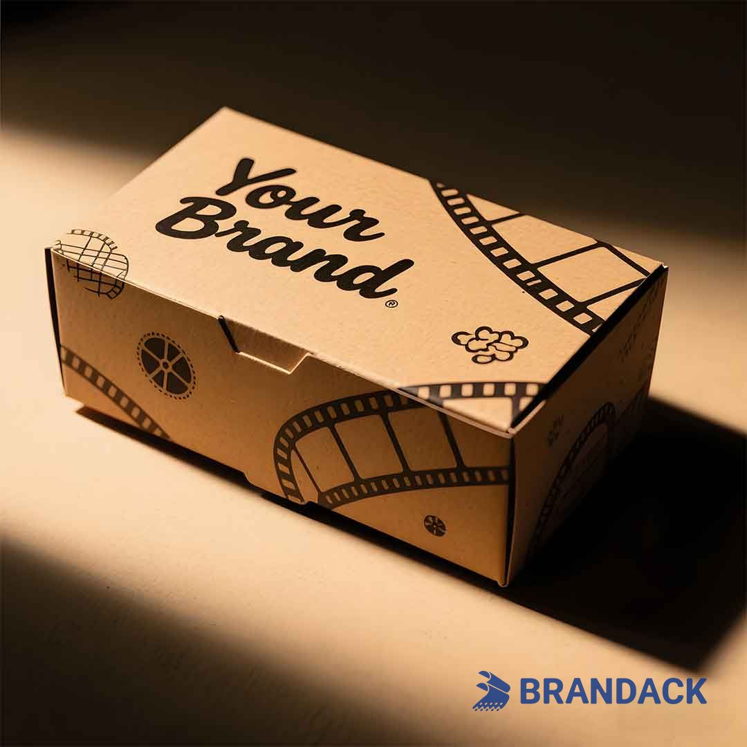 cardboard boxes with company logo