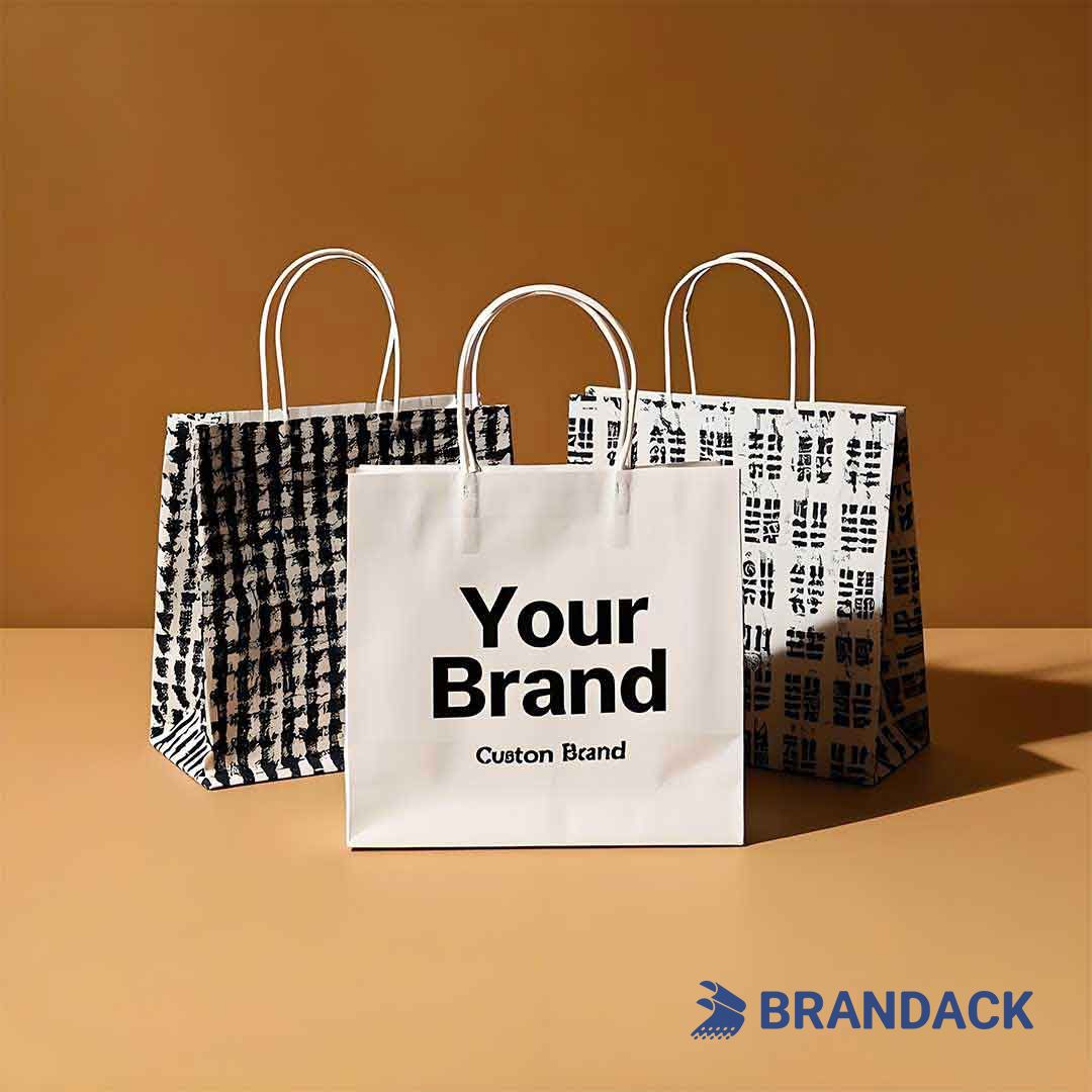 Custom Paper Grocery Bags with LOGO Wholesale and Bulk for Branding