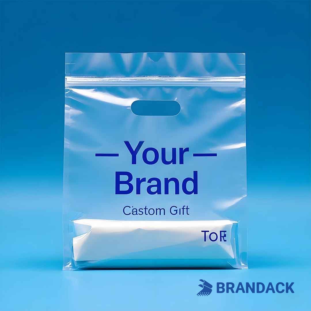 Custom Plastic Gift Bags with Brand Graphic Design Service