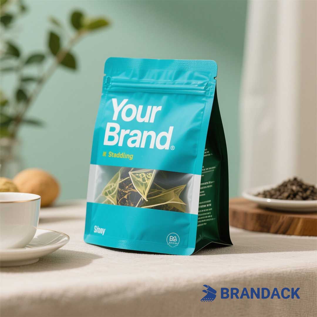 Custom Tea Stand Up Pouches | Printed Packaging Plastic Bags with Logo