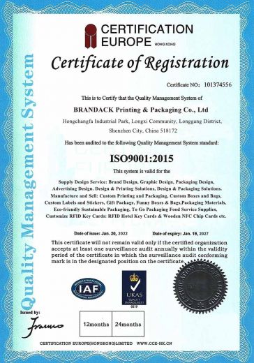 ISO 9001:2015 Quality Management System Certificate of Registration