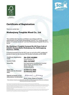 FSC Certificate of Registration - Chain of Custody Standards