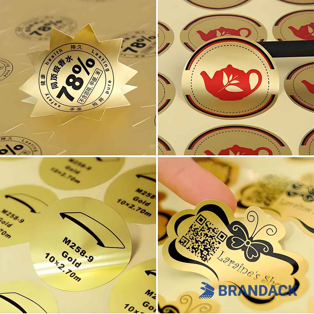 custom gold stickers with logo
