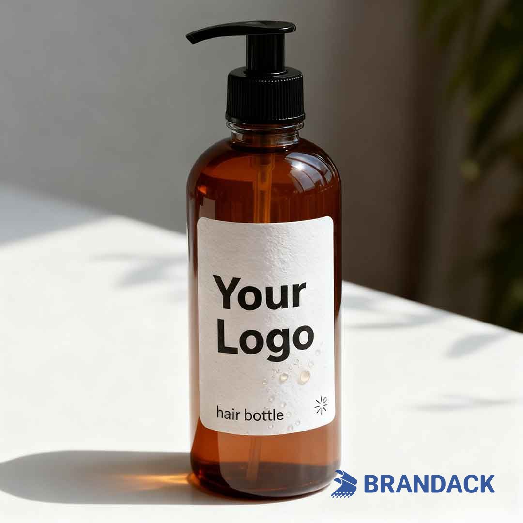 hair oil bottle sticker design