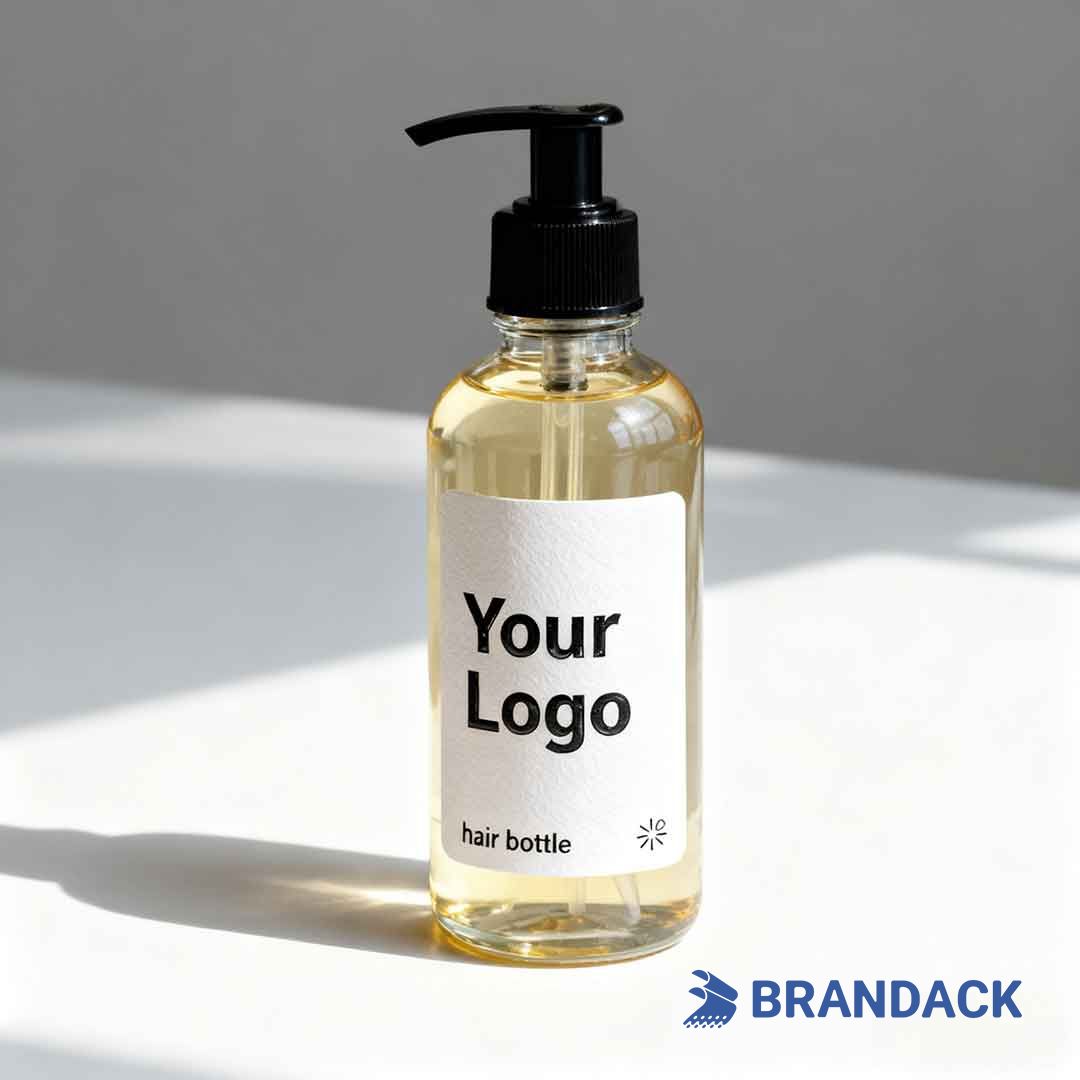 hair oil bottle sticker design