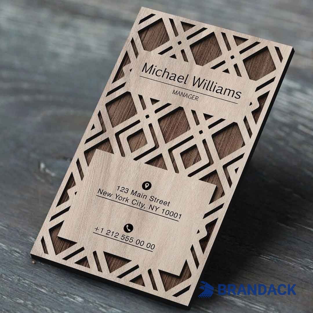 Custom Luxury Wood Grain Carving Business Cards
