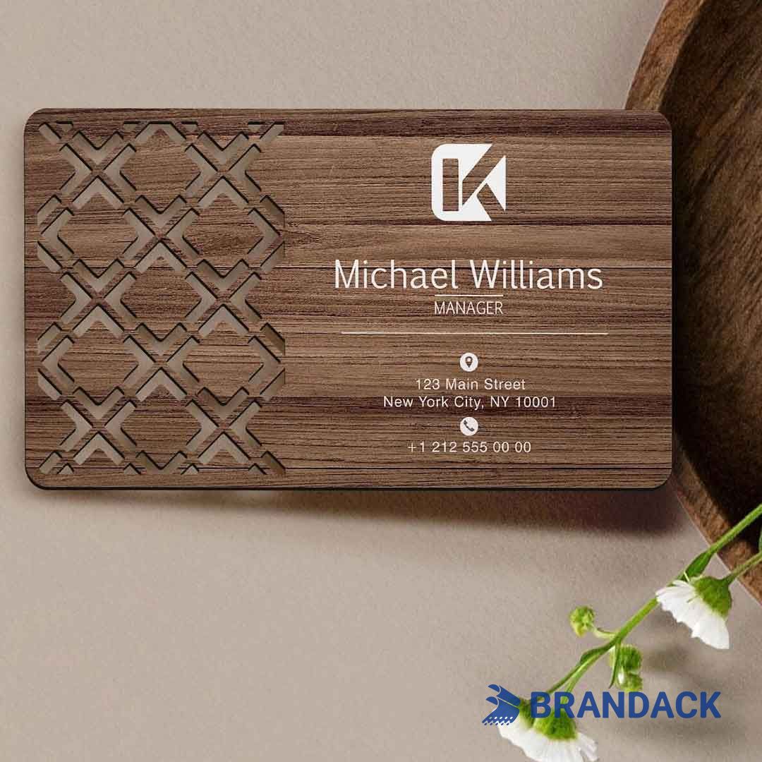 wood grain business cards