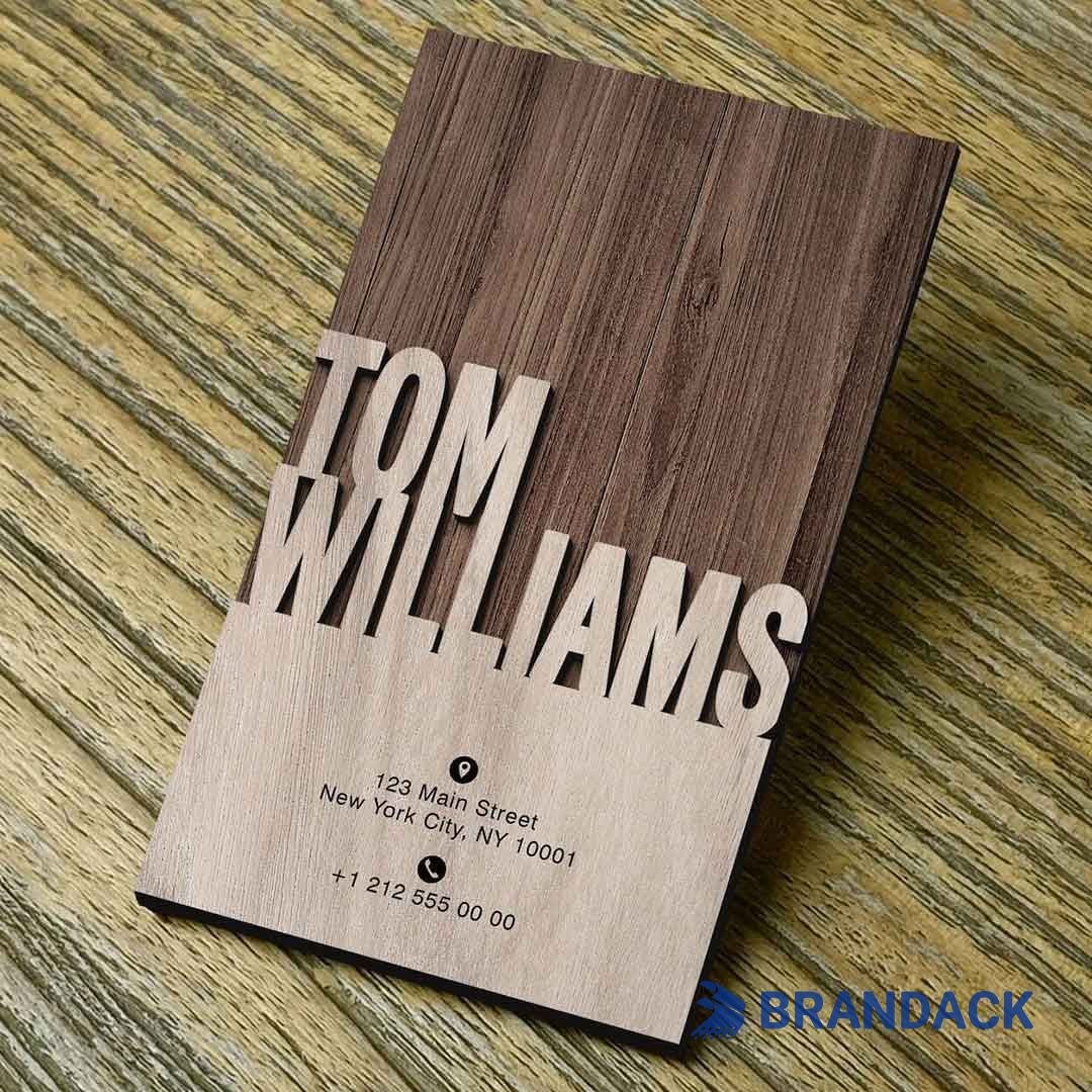 Laser Cut Wooden Name Business Cards - Wood Visiting Card Design