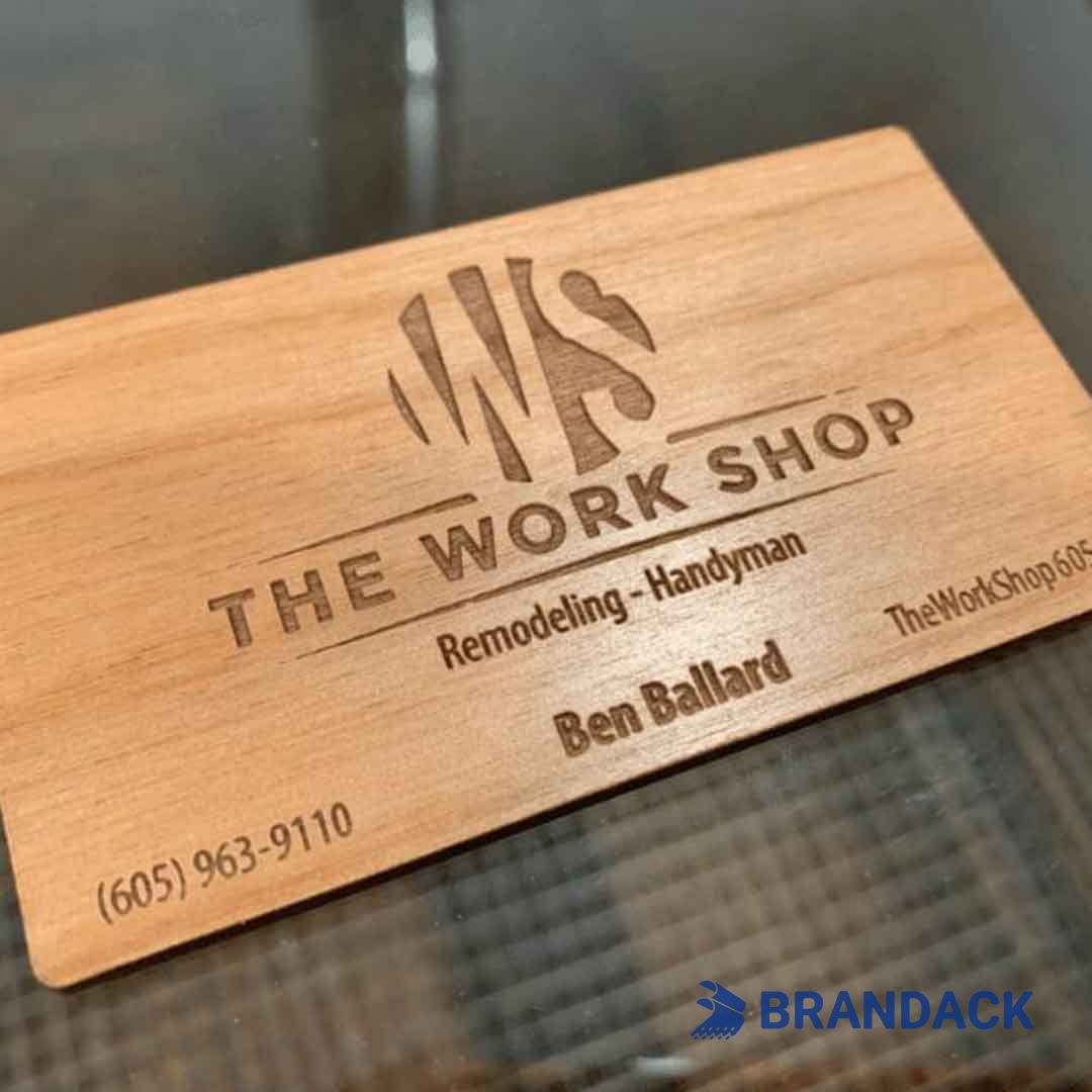 wooden engraved business cards