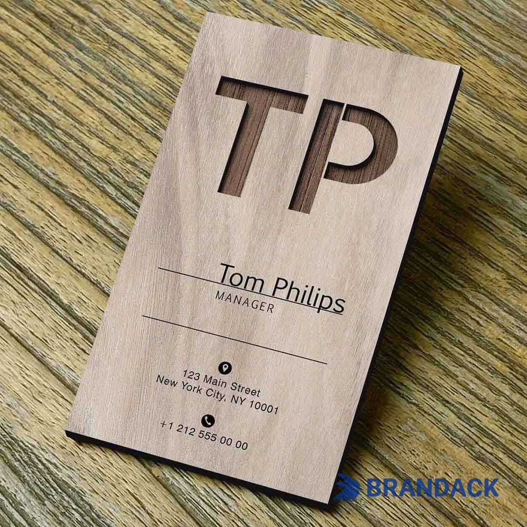 wood business cards