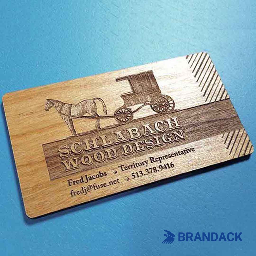 business cards made of wood