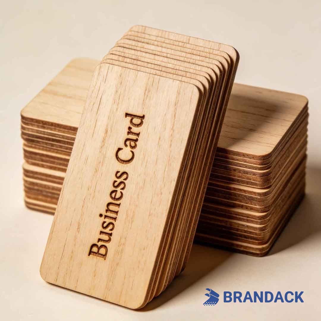 business cards made of wood