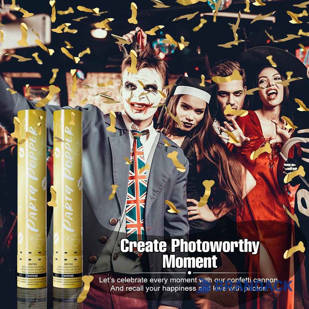 party poppers with confetti