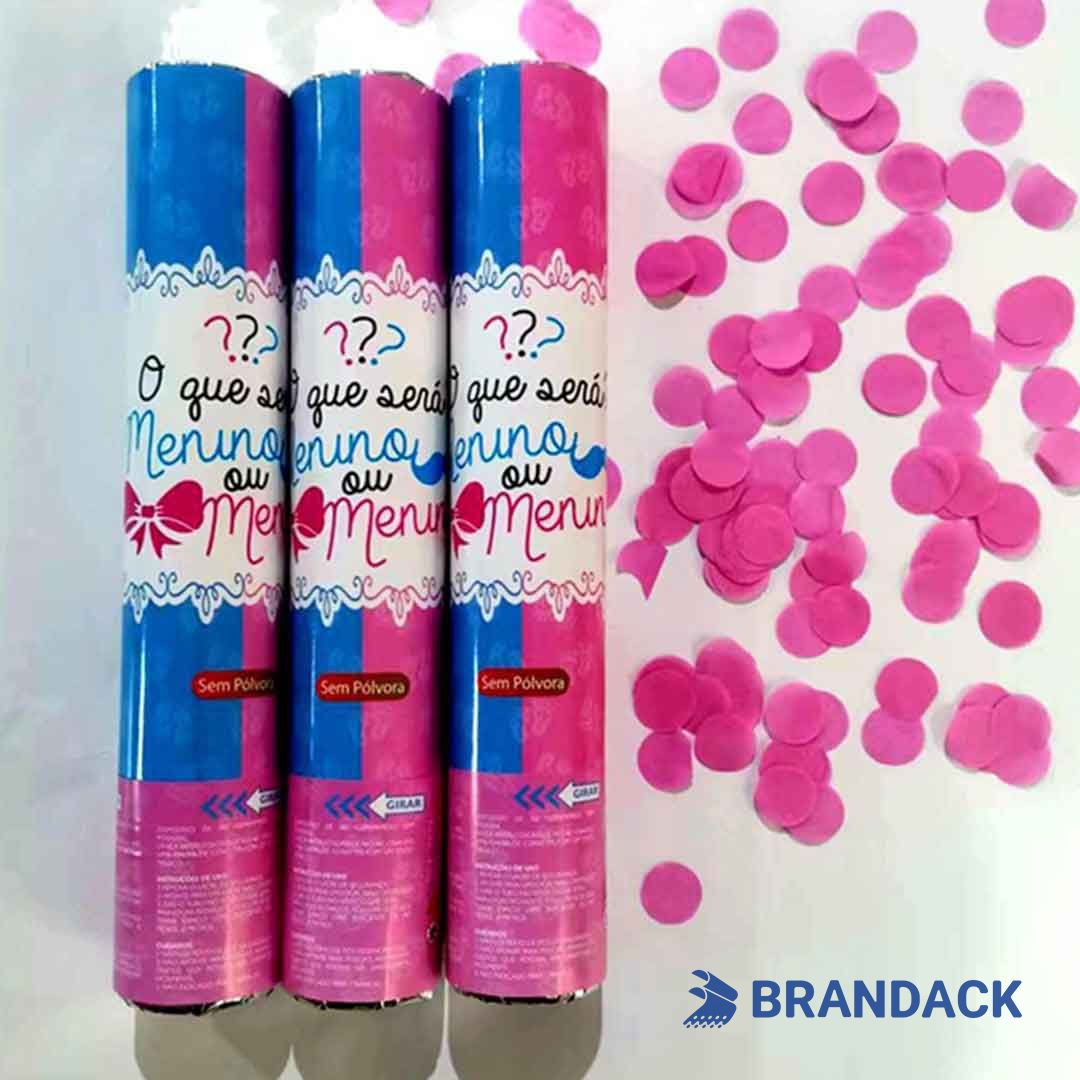 gender reveal with confetti poppers