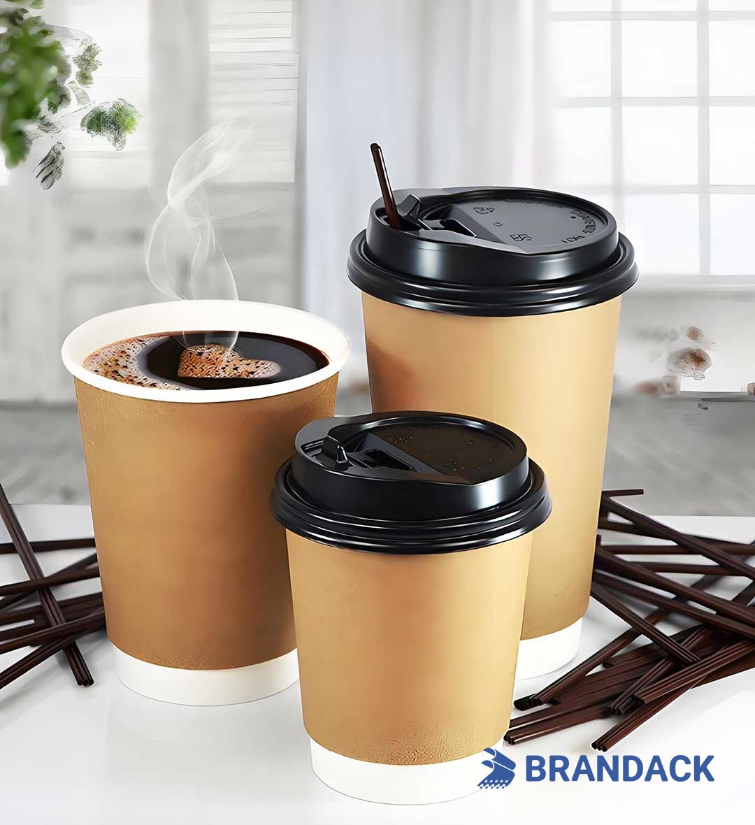Custom Printed Paper To Go Coffee Cups with Lids