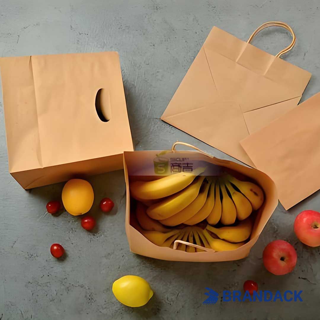 Custom Paper To Go Bags with Logo - Carry Out Takeaway Bags for Restaurants
