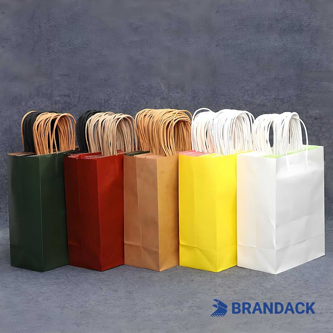 Custom Paper To Go Bags with Logo - Carry Out Takeaway Bags for Restaurants