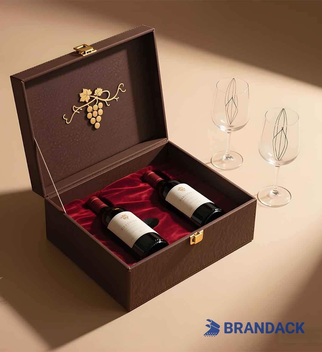 Custom Cardboard Wine Packaging Boxes for Wine Glasses 2 or 6 Bottles