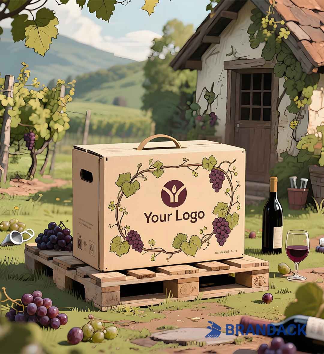 Custom Cardboard Wine Packaging Boxes for Wine Glasses 2 or 6 Bottles