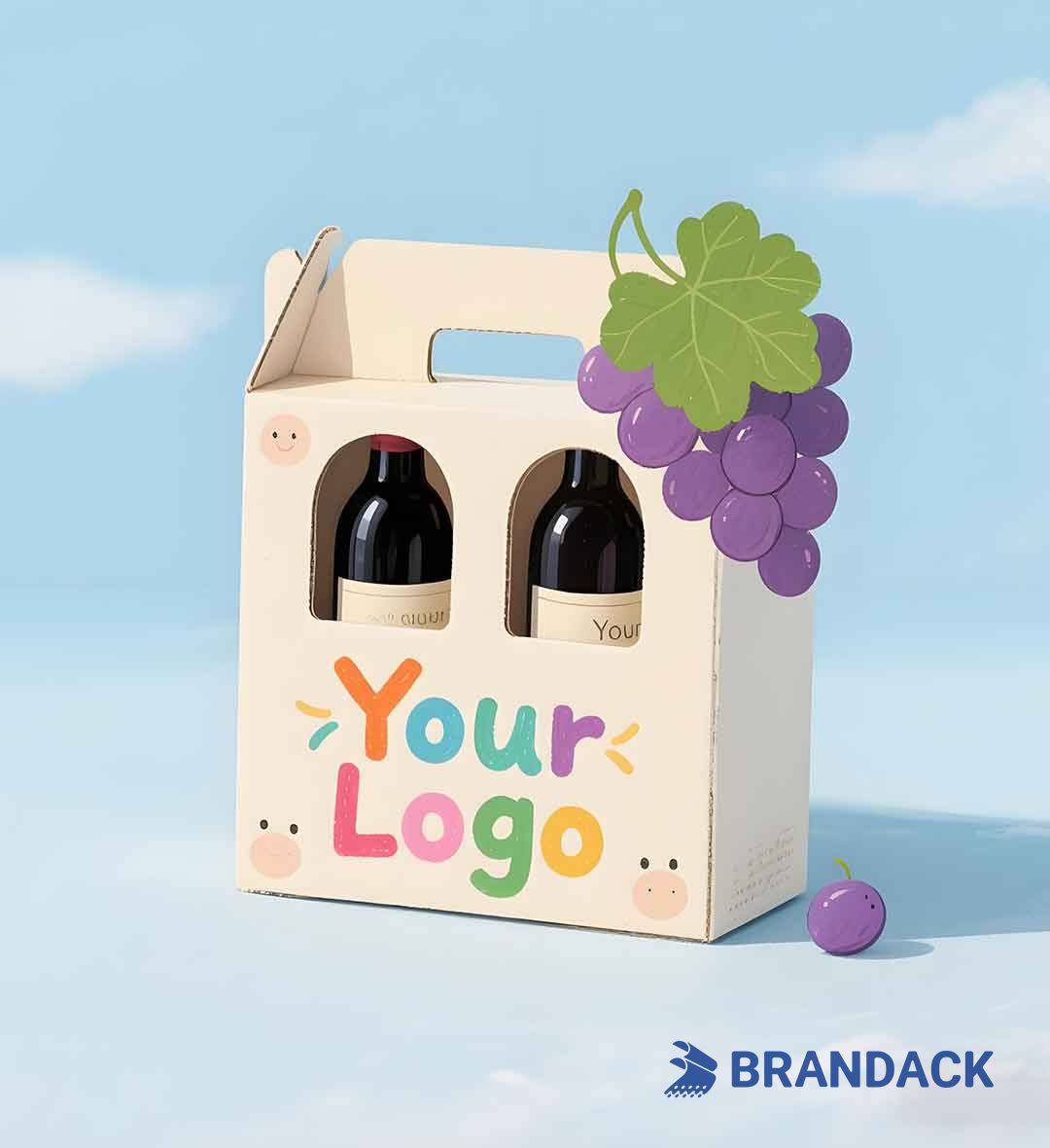 Custom Cardboard Wine Packaging Boxes for Wine Glasses 2 or 6 Bottles