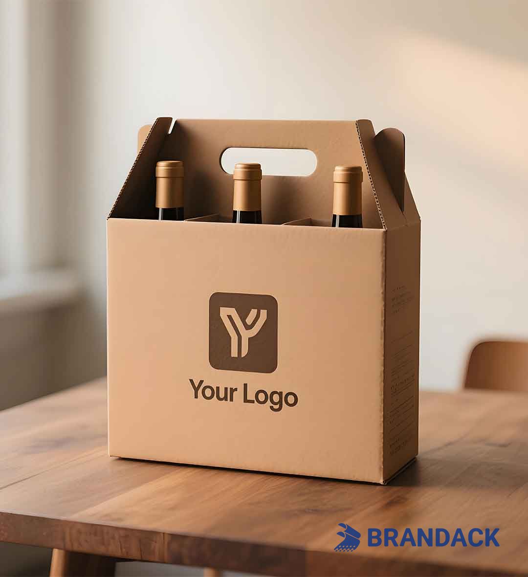Cardboard Wine Bottle Gift Boxes | Corrugated Wine Carrier Shipping Box
