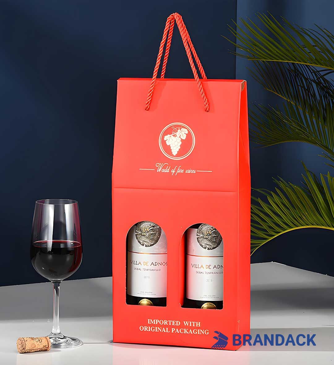 Custom Wine Gift Packaging Box 2 Bottle | Customised Wine Sampler Package Boxes with Window Display