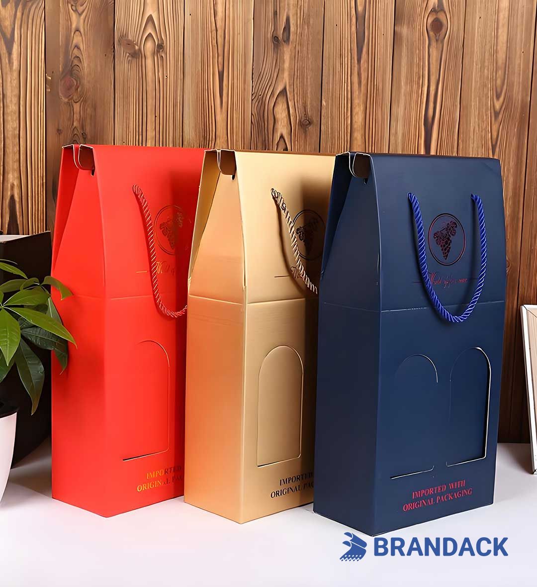 Custom Wine Gift Packaging Box 2 Bottle | Customised Wine Sampler Package Boxes with Window Display