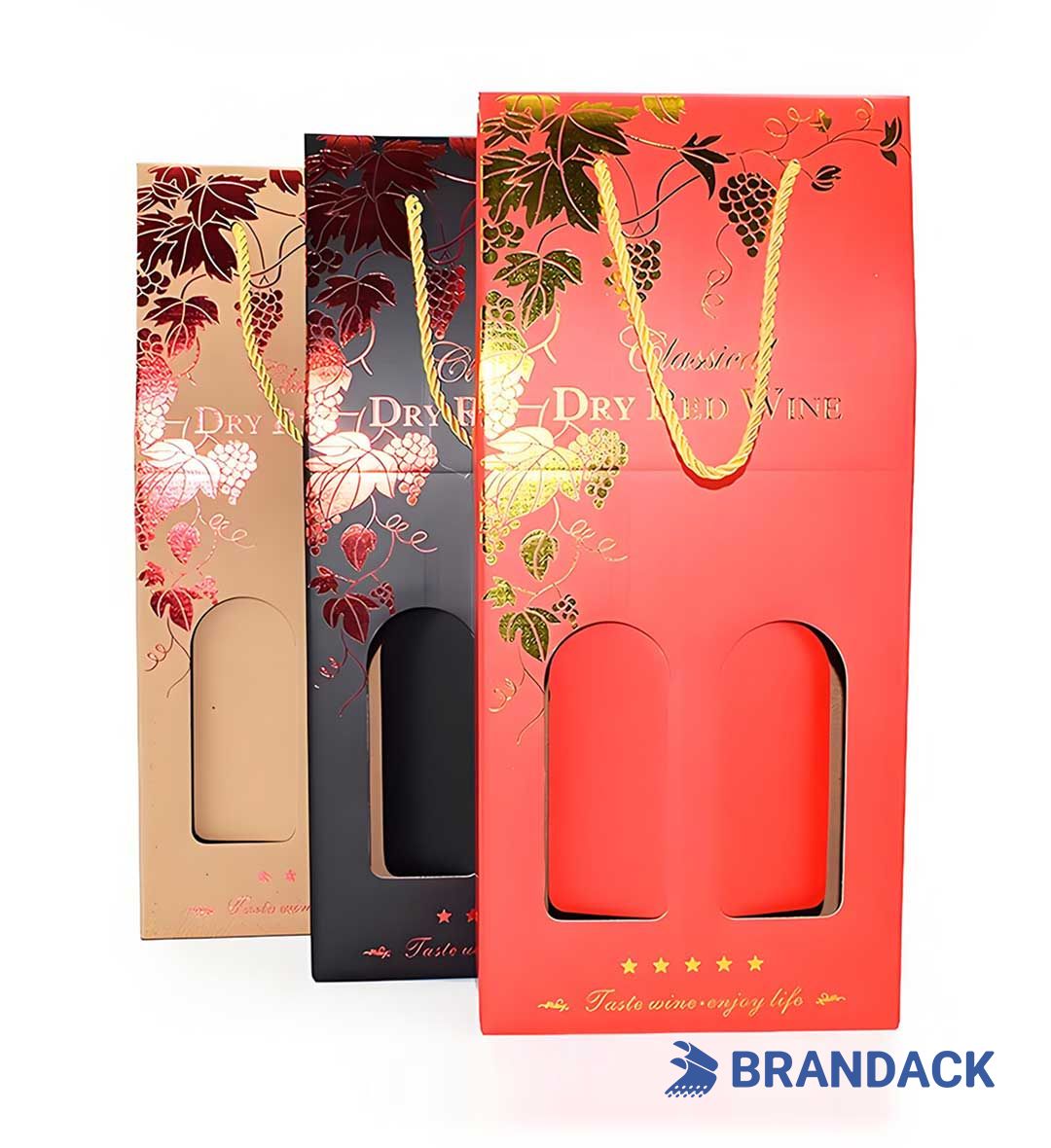 Custom Wine Gift Packaging Box 2 Bottle | Customised Wine Sampler Package Boxes with Window Display
