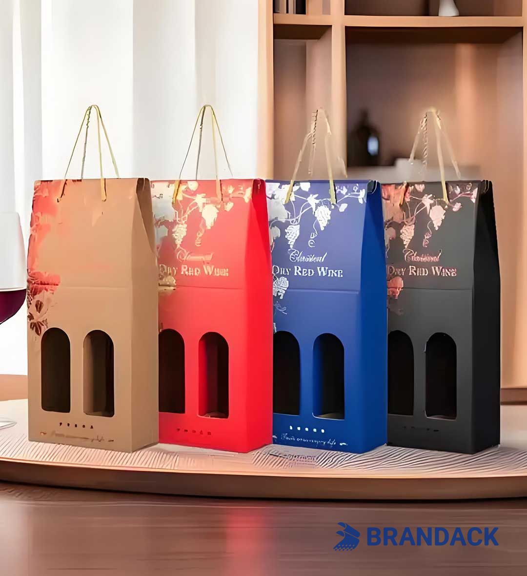 Custom Wine Gift Packaging Box 2 Bottle | Customised Wine Sampler Package Boxes with Window Display