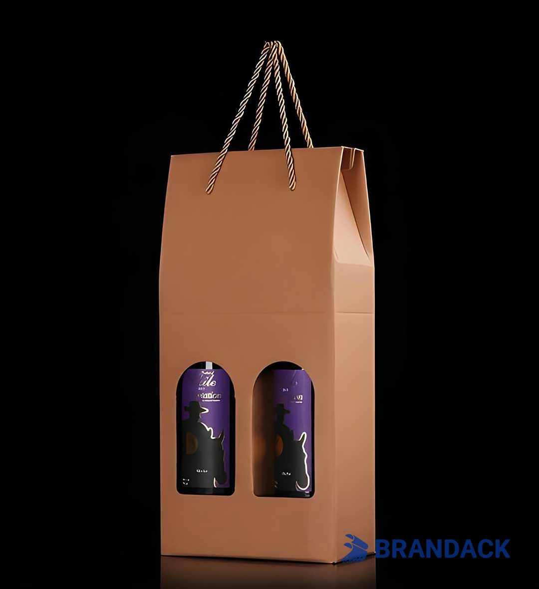 Custom Wine Gift Packaging Box 2 Bottle | Customised Wine Sampler Package Boxes with Window Display