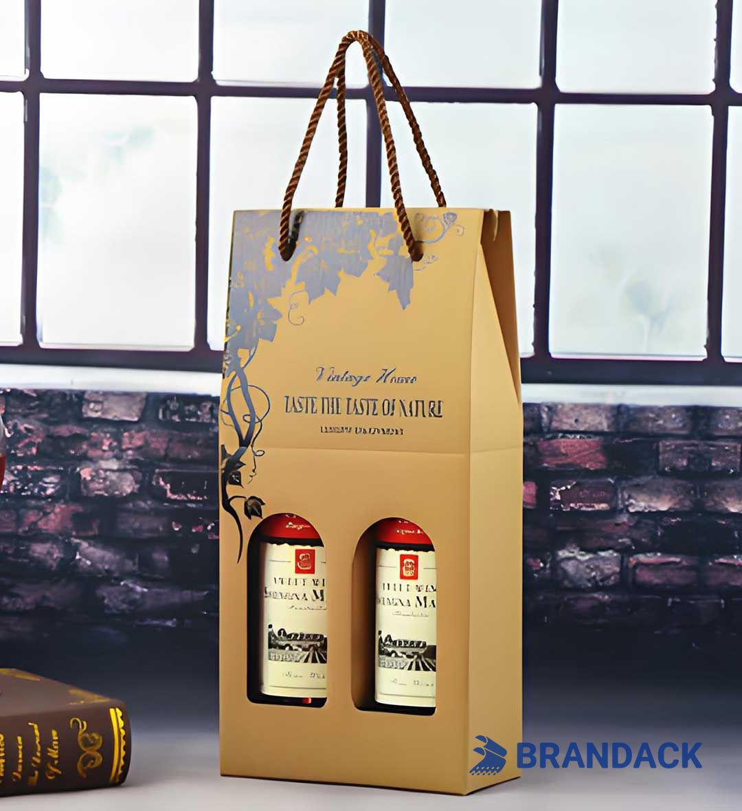 Custom Wine Gift Packaging Box 2 Bottle | Customised Wine Sampler Package Boxes with Window Display