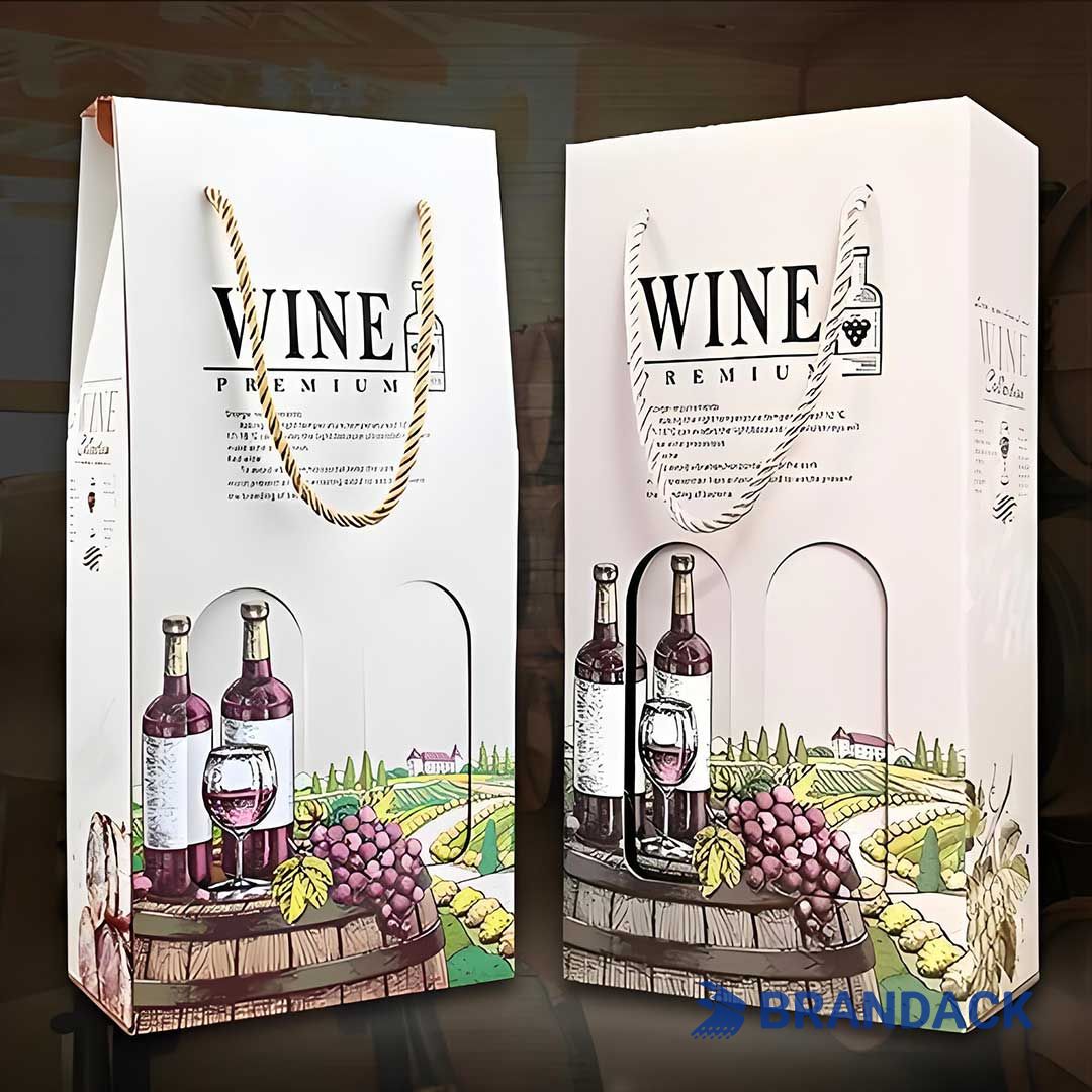 Custom Wine Gift Packaging Box 2 Bottle | Customised Wine Sampler Package Boxes with Window Display