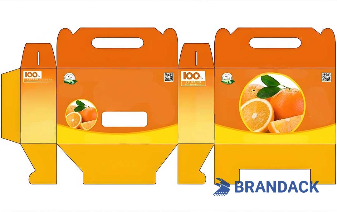 Custom Orange Fruit Packaging Boxes for Moving, Orange Cardboard Gift Package Box for Delivery