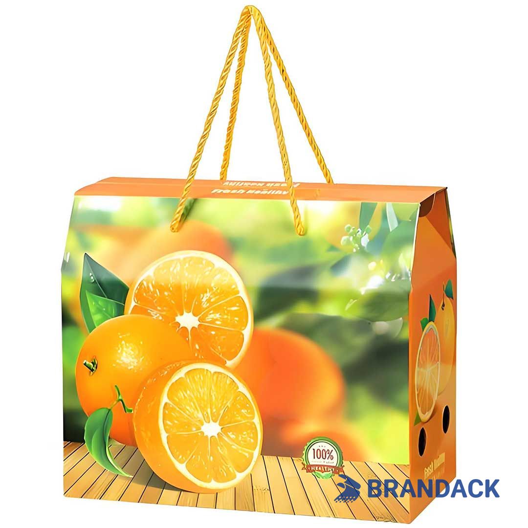 Custom Orange Fruit Packaging Boxes for Moving, Orange Cardboard Gift Package Box for Delivery