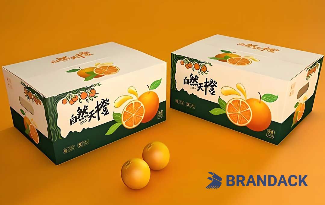 Custom Orange Fruit Packaging Boxes for Moving, Orange Cardboard Gift Package Box for Delivery