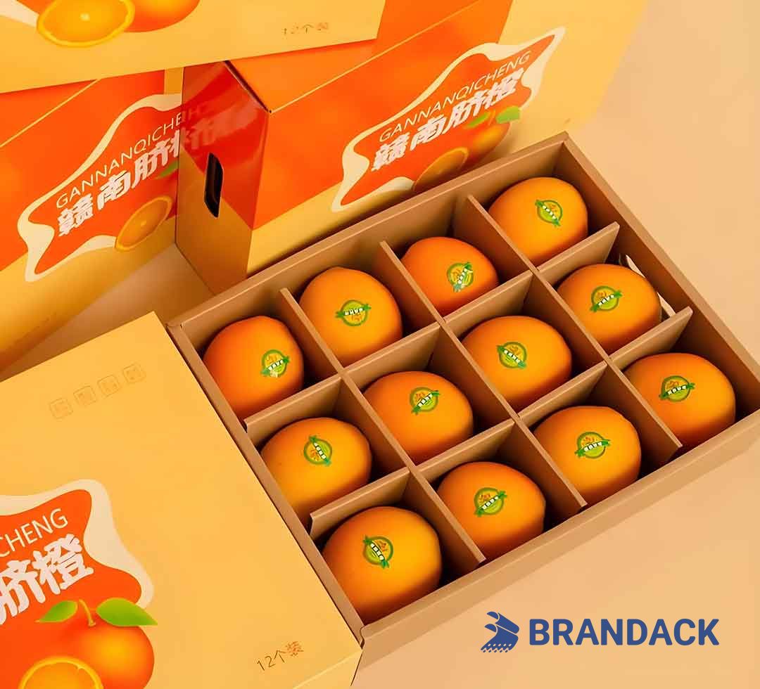Custom Orange Fruit Packaging Boxes for Moving, Orange Cardboard Gift Package Box for Delivery