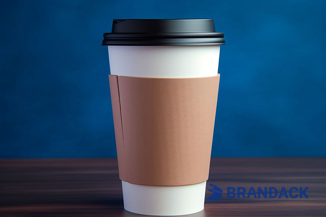 Custom Printed Paper Hot Coffee Cups with Sleeves, Bulk Disposable Branded 12 16 oz To Go Coffee Cups with Lids