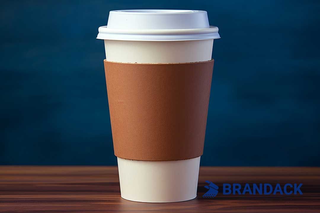 Custom Printed Paper Hot Coffee Cups with Sleeves, Bulk Disposable Branded 12 16 oz To Go Coffee Cups with Lids