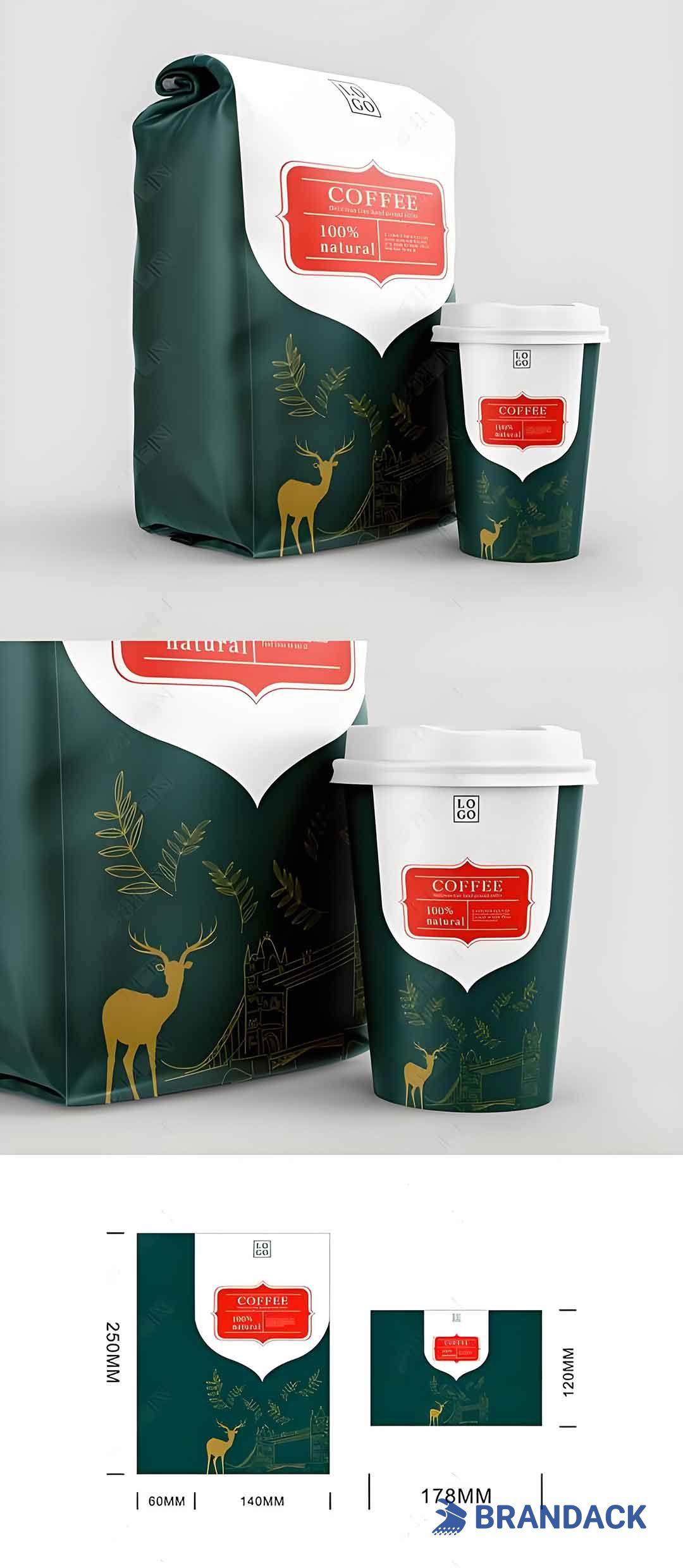 Custom Branded Packs of Coffee, Luxury Coffee Yellow Packaging Bags, Packaging Materials for Coffee
