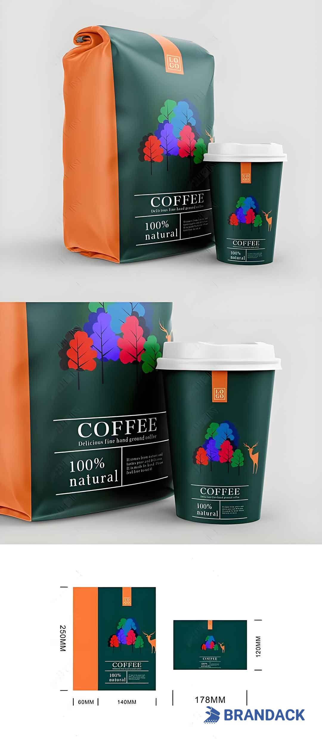 Custom Coffee Packaging Designs, Green Eco-Friendly Coffee Bags, Sustainable Specialty Coffee Packaging