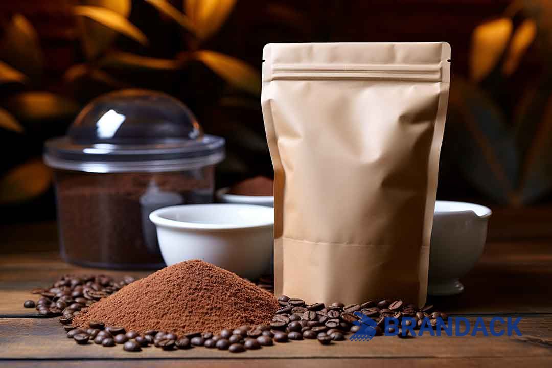 Compostable Kraft Paper Coffee Bags Wholesale, Biodegradable Plastic Free Coffee Packaging
