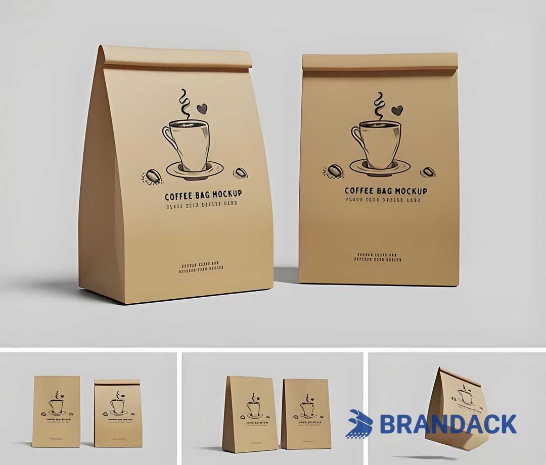 Compostable Kraft Paper Coffee Bags Wholesale, Biodegradable Plastic Free Coffee Packaging