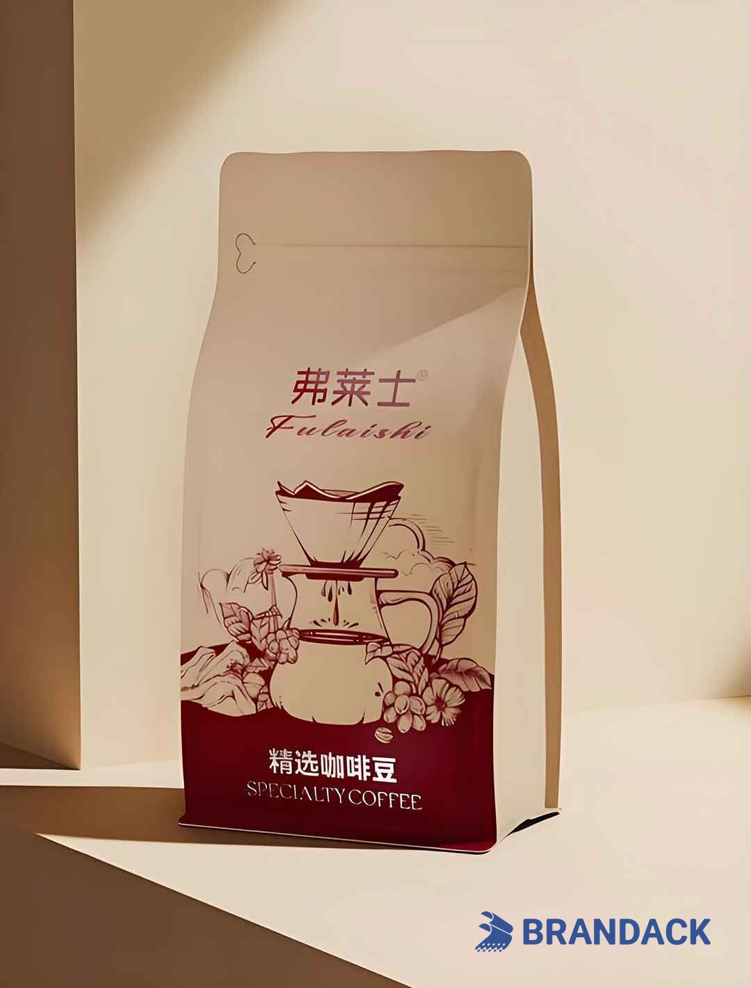 Compostable Kraft Paper Coffee Bags Wholesale, Biodegradable Plastic Free Coffee Packaging