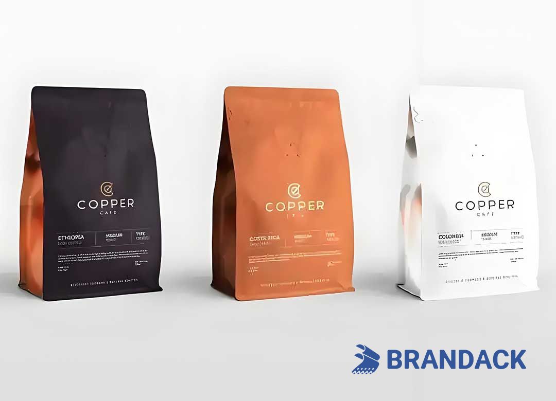 Custom Coffee Packaging Pouches, Recyclable Coffee Bags in White, Resealable Zipper Coffee Bags