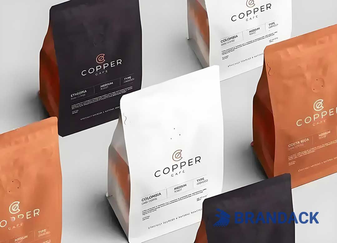 Custom Coffee Packaging Pouches, Recyclable Coffee Bags in White, Resealable Zipper Coffee Bags