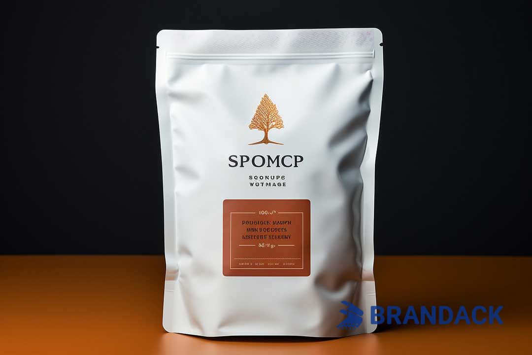 Custom Coffee Packaging Pouches, Recyclable Coffee Bags in White, Resealable Zipper Coffee Bags