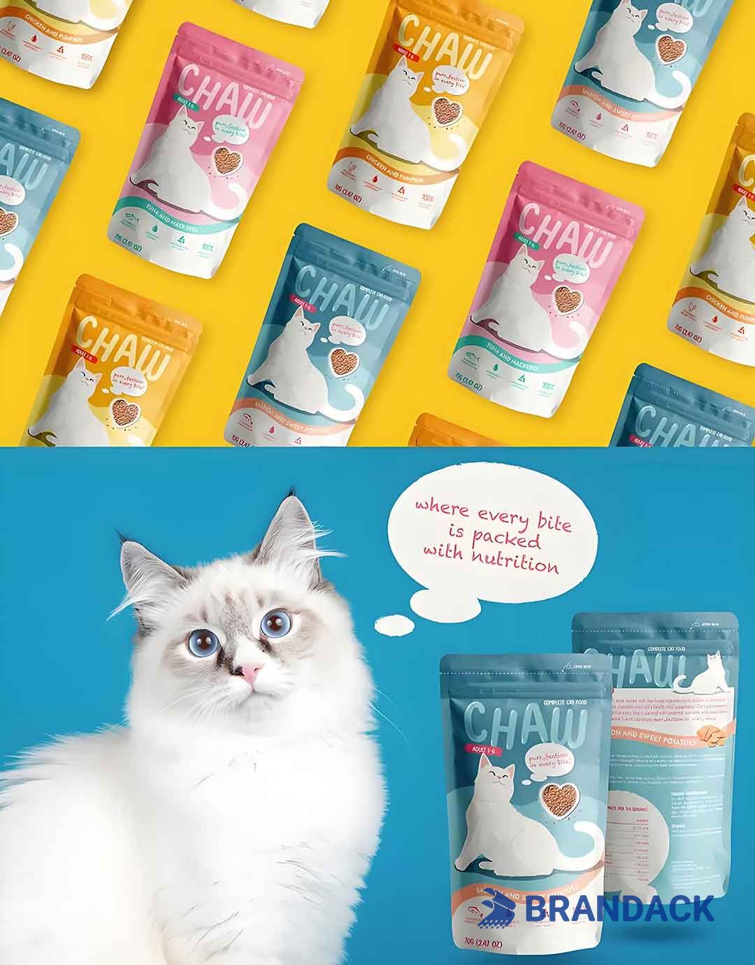 Pet Cat Food Packaging Pouches Kitten Snack Packet Solutions