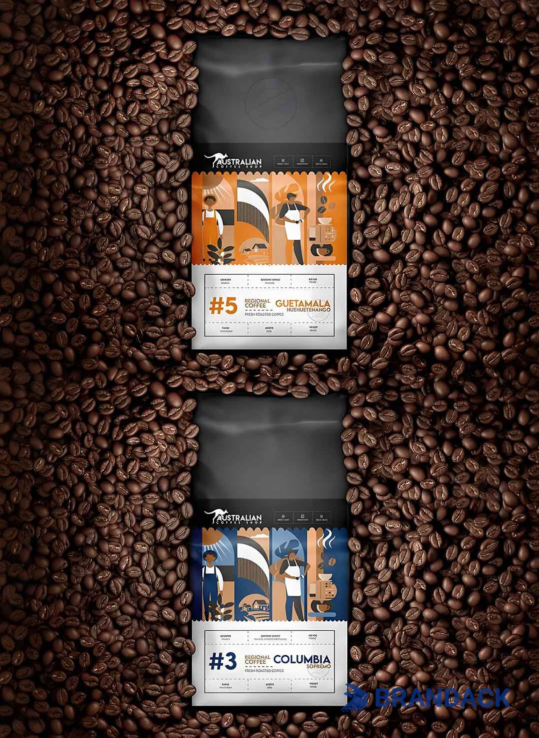 Custom Coffee Packaging Pouches, Cool Bean Pack Bag Designs