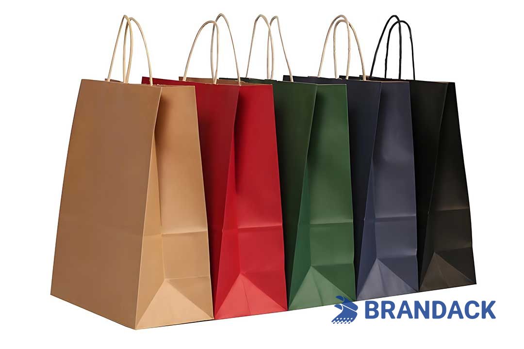 Bespoke Kraft Paper Shopping Bags Customised with Design Service